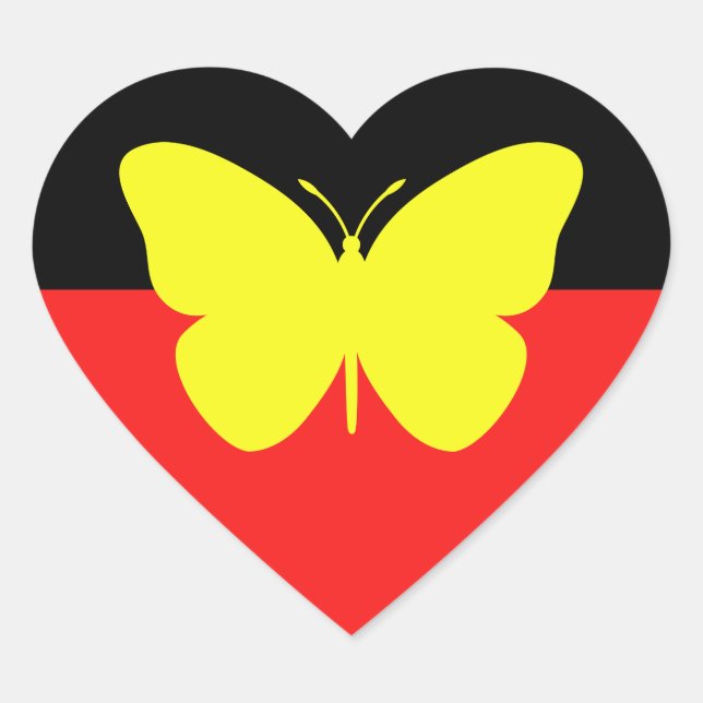 Aborigine-Butterfly-Fahne Herz-Aufkleber (Vorderseite)
