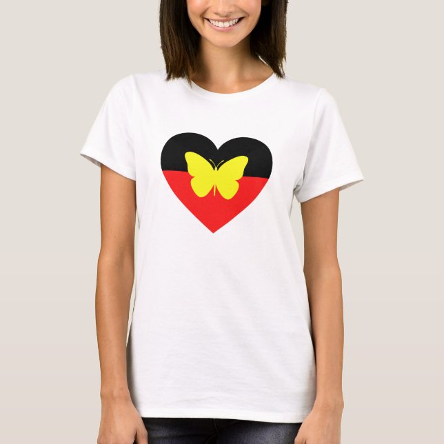 Aborigine-Butterfly-Fahne T-Shirt (Vorderseite)