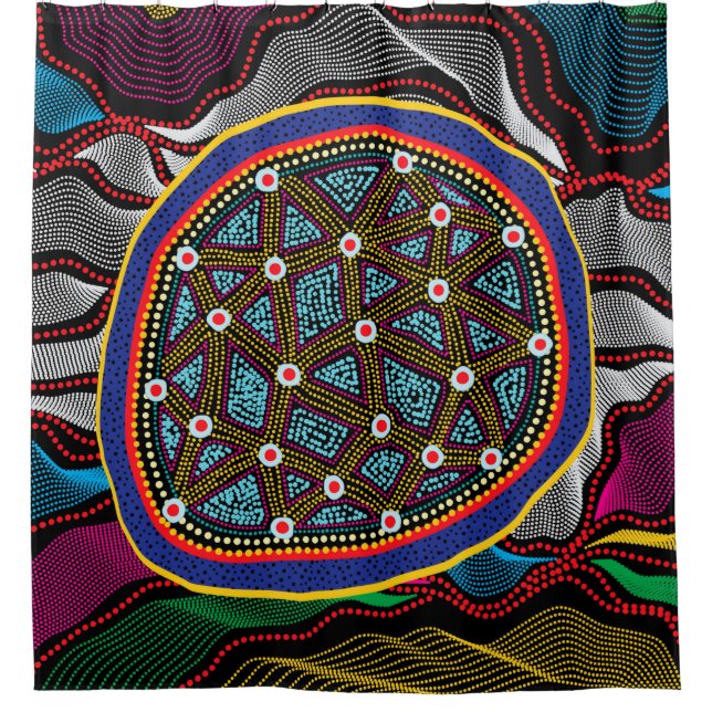 Aborigine-Design-15 Duschvorhang (Vorderseite)