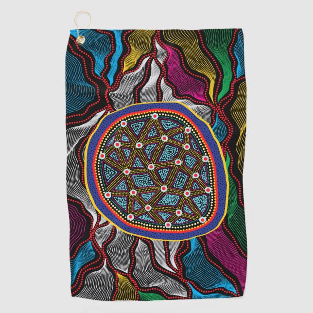 Aborigine Design-15 Golf Handtuch (Vorderseite)