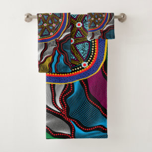 Aborigine-Design-15 Handtuch Badhandtuch Set