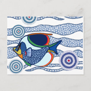 Aborigine Dot Art Fish-01 Postkarte