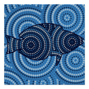 Aborigine-Fische Punktion Poster