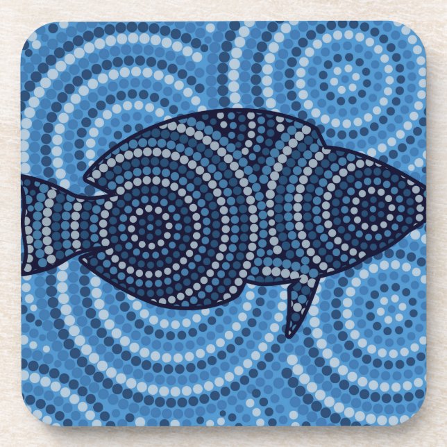 Aborigine-Fische Punktion Untersetzer (Vorderseite)