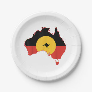 Aborigine-Flag T Shirt Australien Flaggengeschenk  Pappteller