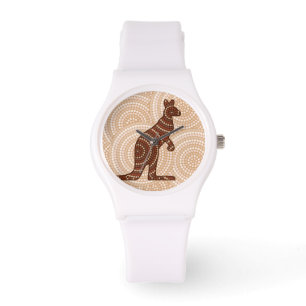 Aborigine-Kangaroo-Punktmalerei Armbanduhr