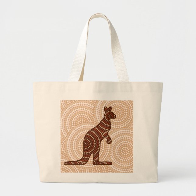 Aborigine-Kangaroo-Punktmalerei Jumbo Stoffbeutel (Vorne)