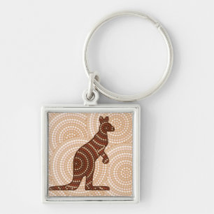 Aborigine-Kangaroo-Punktmalerei Schlüsselanhänger