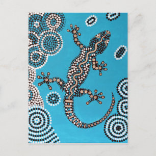 Aborigine-Kunst, Gecko, Punktmalerei, Punktmalerei Postkarte