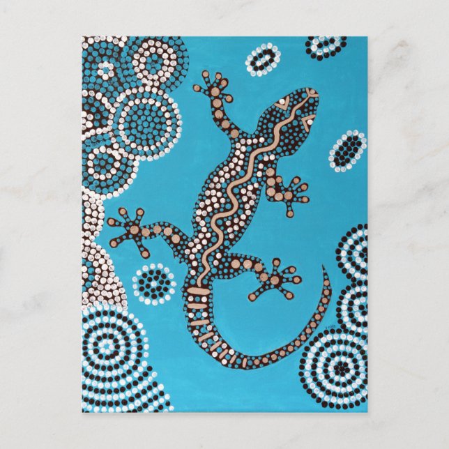 Aborigine-Kunst, Gecko, Punktmalerei, Punktmalerei Postkarte (Vorderseite)