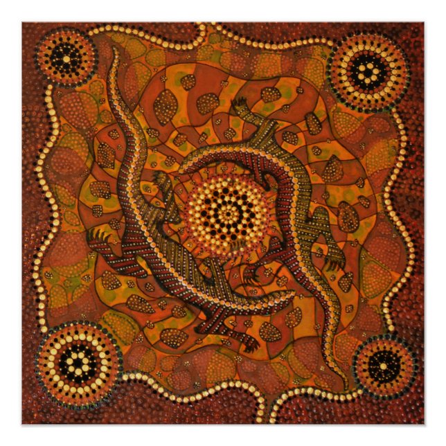 Aborigine-Kunst - Goanna Dreaming Poster (Vorderseite)