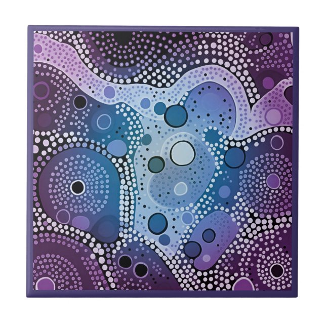 Aborigine-Kunst Stil lila 5 9 Keramiken Tile Fliese (Vorderseite)