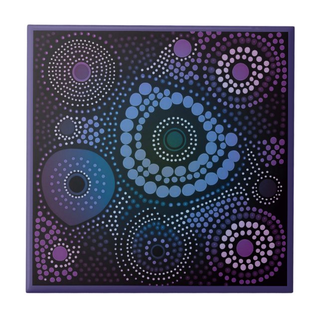 Aborigine-Kunst Stil lila 8 9 Keramiken Tile Fliese (Vorderseite)