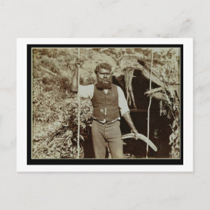 Aborigine mit Boomerang, c.1860s (sepia-Foto) Postkarte