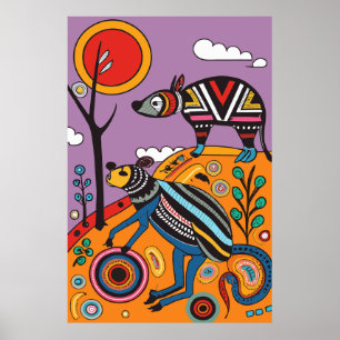 Aborigine-Stammeskunstdruck Poster