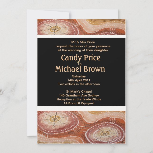 Aborigine Wedding Invitation Wüste Dreaming Einladung (Vorderseite)