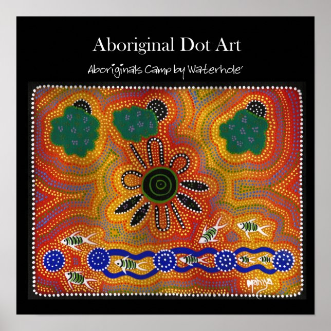 Aborigines Camp von Waterhole Poster (Vorne)