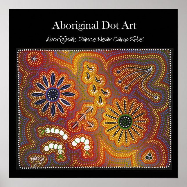Aborigines Tanz in der Nähe des Camps Feuer Poster (Vorne)