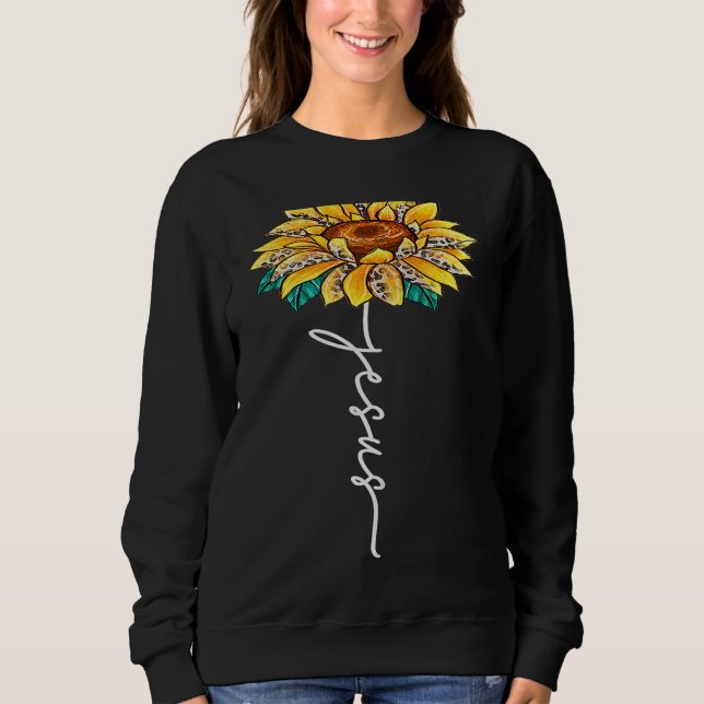 About Jesus Christ Sunflower Christian Religious R Sweatshirt (Vorderseite)