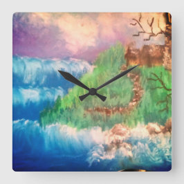 About to get washed away quadratische wanduhr