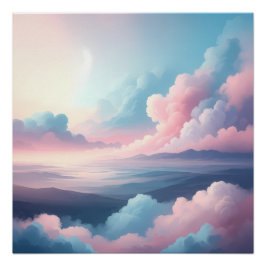 Above the Clouds | Dreamy Pastel Sky and Mountains Poster
