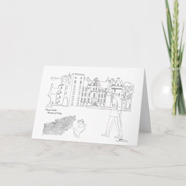 Aboyne Castle Archer und Scottie Dog Karte (Vorderseite)