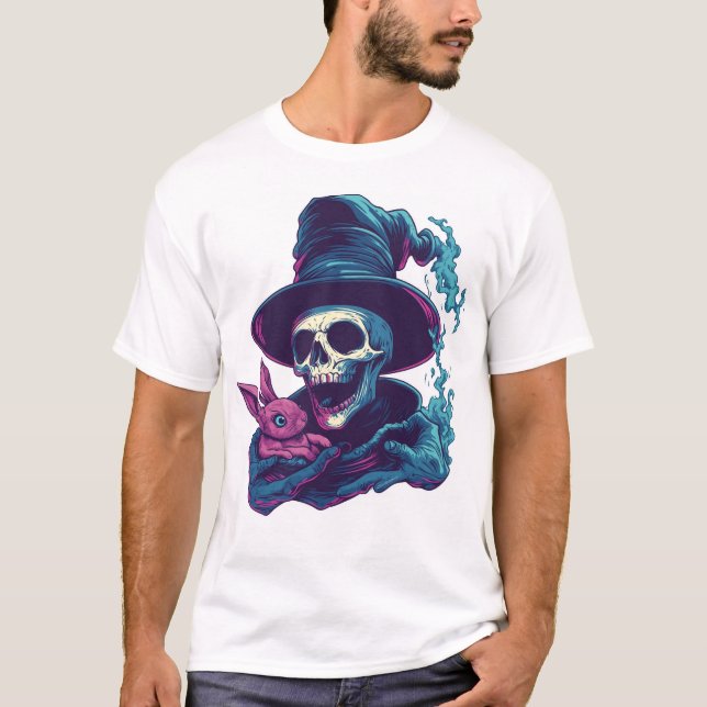 Abra-Cadabra Bones � Funny Magic Skull T-Shirt (Vorderseite)