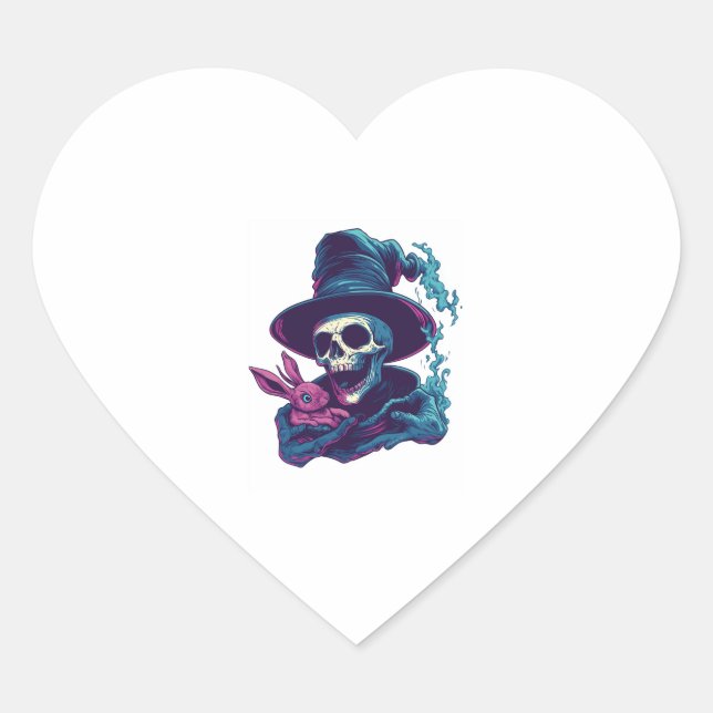 Abra-Cadabra-Knochen - Funny Magic Skull Herz-Aufkleber (Vorderseite)