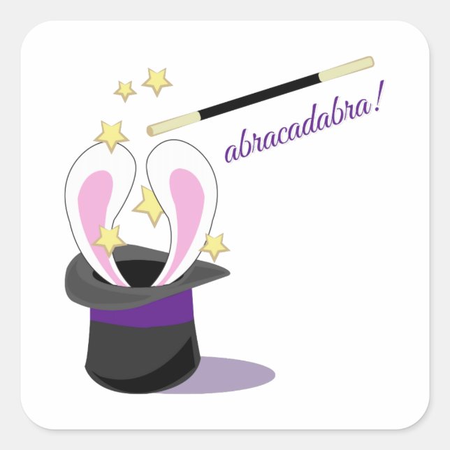 Abracadabra Hat Quadratischer Aufkleber (Vorderseite)