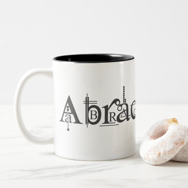 Abracadabra Text Zweifarbige Tasse (Mit Donut)