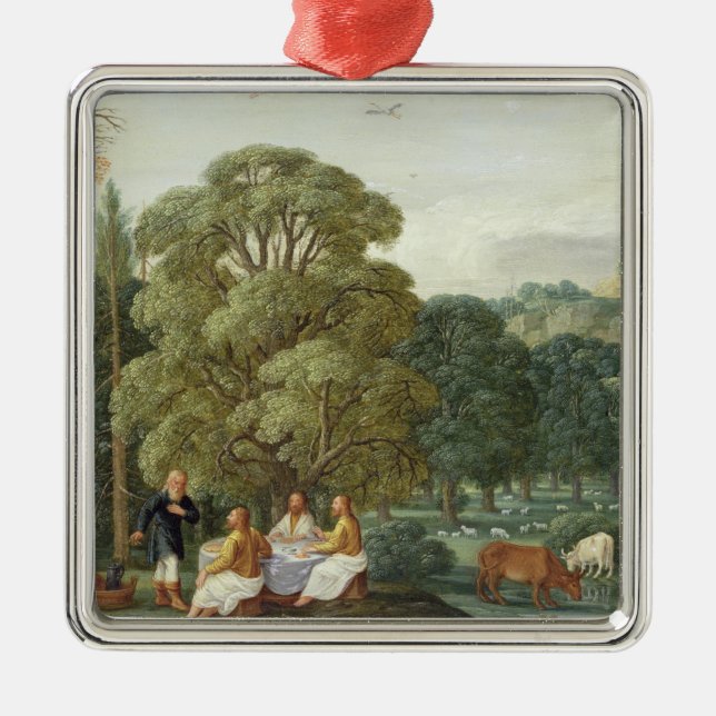 Abraham, der die drei Engel unterhält Silbernes Ornament (Vorne)