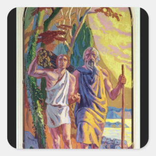 Abraham, der geht, Isaac seinen Sohn anzubieten Quadratischer Aufkleber