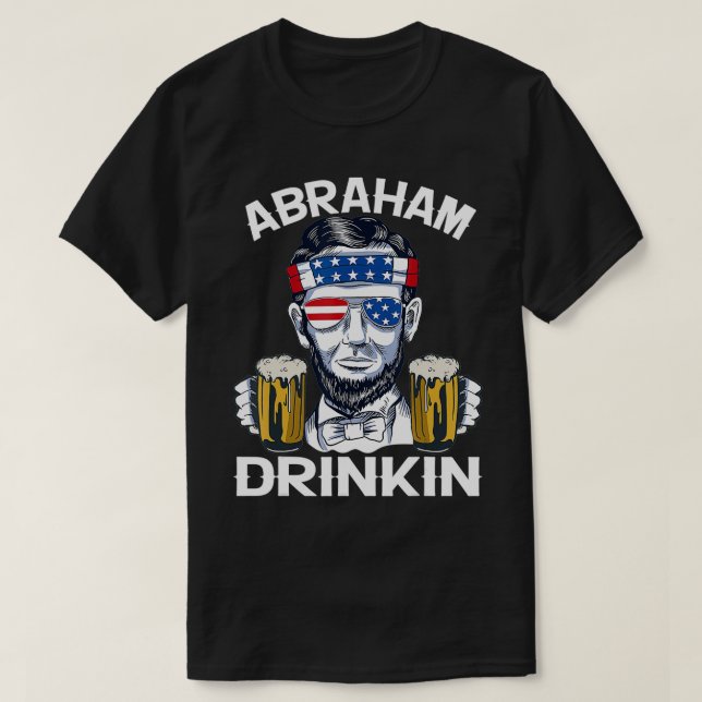 Abraham Drinkin Lincoln Retro 4th of July USA Flag T-Shirt (Design vorne)