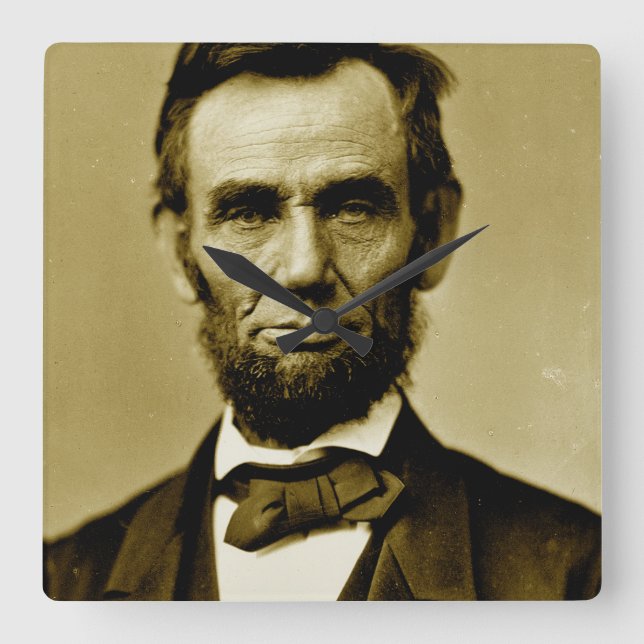 Abraham Lincoln 16. US-Präsident Quadratische Wanduhr (Vorderseite)