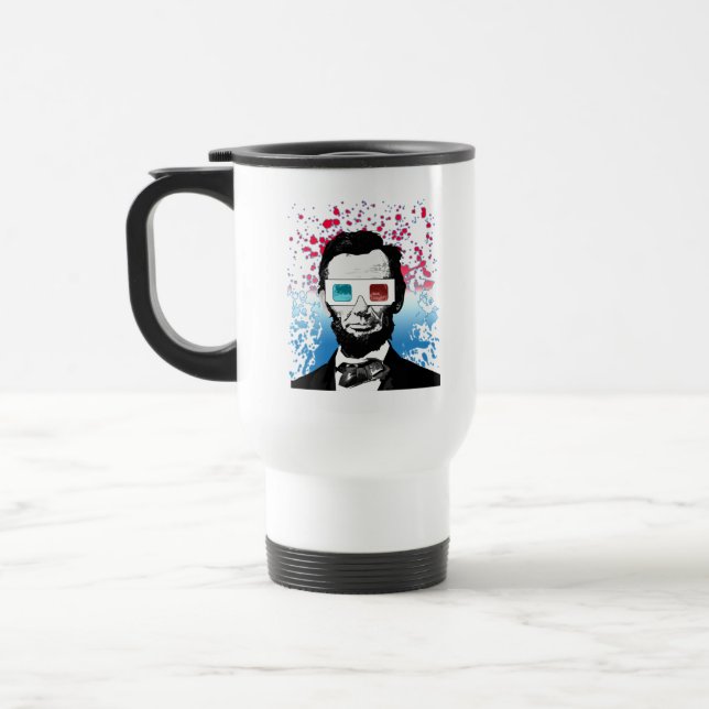 Abraham Lincoln 3D-Brille Patriotic Splatter Reisebecher (Links)