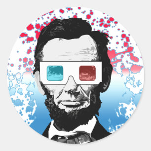 Abraham Lincoln - 3D Runder Aufkleber