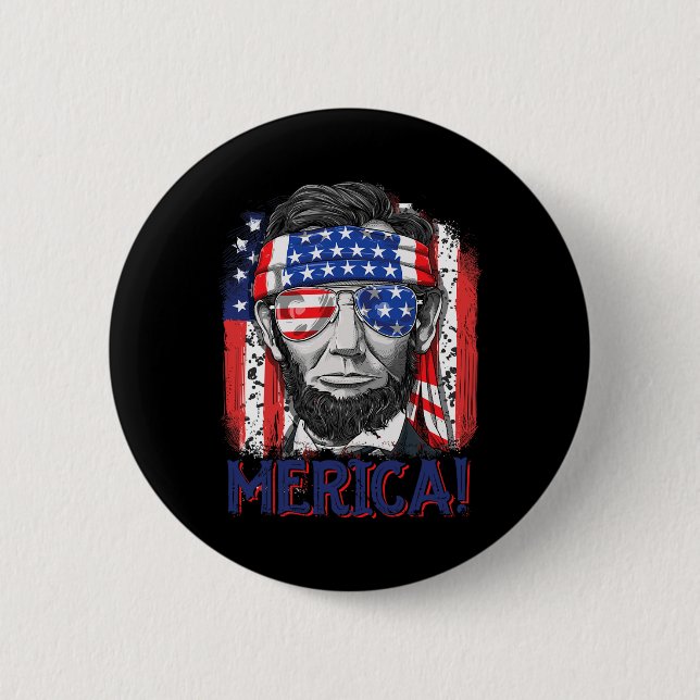 Abraham Lincoln 4. Juli Merica Männer Frauen Ameri Button (Vorderseite)