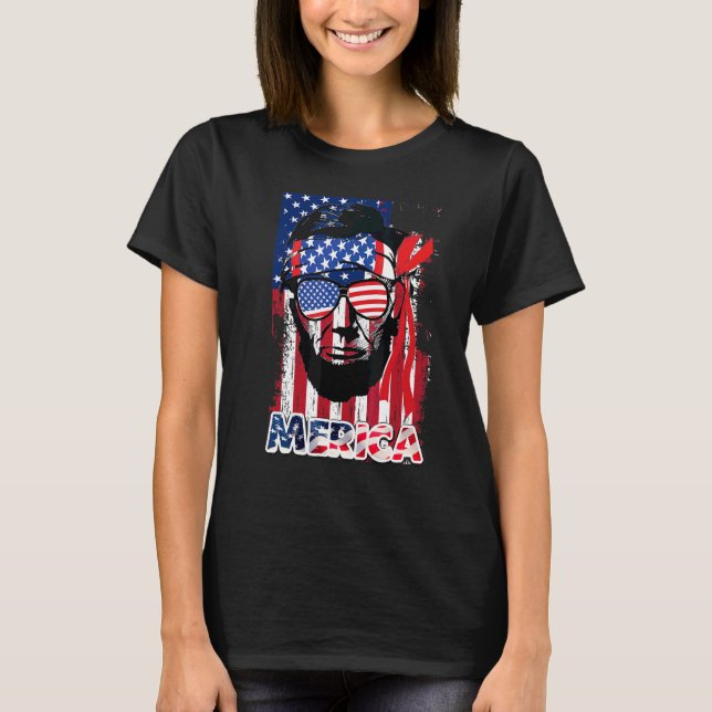 Abraham Lincoln 4. Juli Merica Männer Frauen Ameri T-Shirt (Vorderseite)