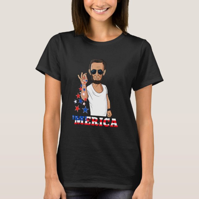 Abraham Lincoln 4. Juli Merica T-Shirt (Vorderseite)