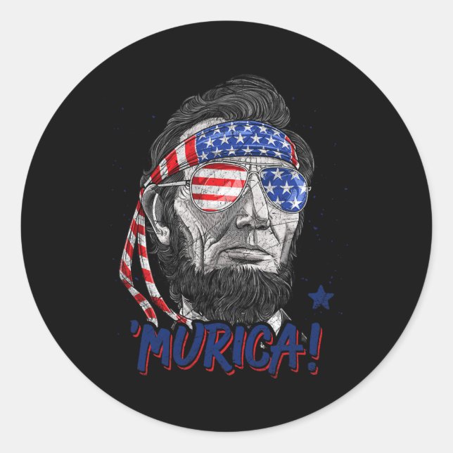Abraham Lincoln 4. Juli Murica Männer Frauen Ameri Runder Aufkleber (Vorderseite)