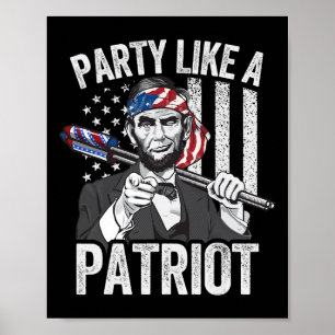Abraham Lincoln 4. Juli Shirt Männer Amerikanisch  Poster