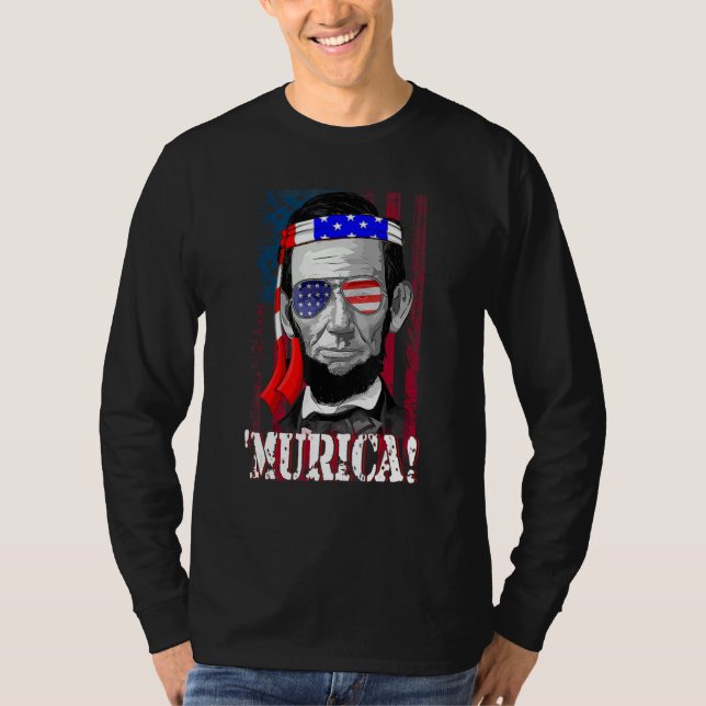 Abraham Lincoln 4th Of July Men Women American Fla T-Shirt (Vorderseite)