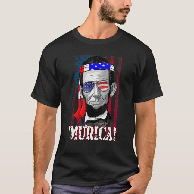 Abraham Lincoln 4th Of July Men Women American Fla T-Shirt (Vorderseite)