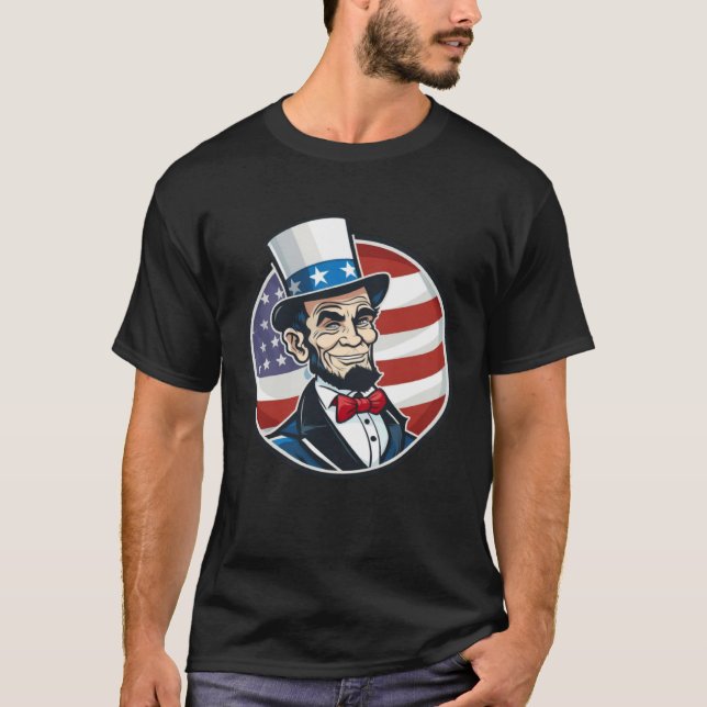 Abraham Lincoln 4th Of July US Flag Patriot T-Shirt (Vorderseite)