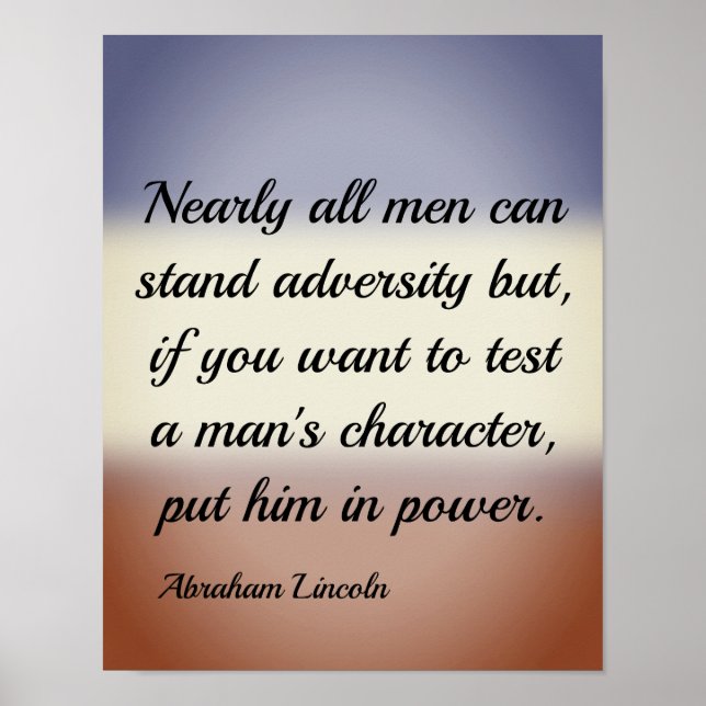 Abraham Lincoln Adversity und Power Quote Poster (Vorne)
