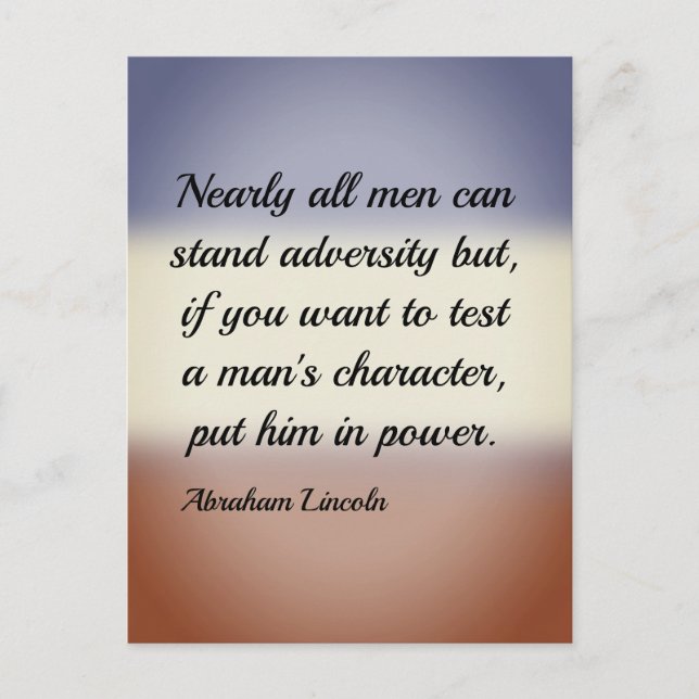 Abraham Lincoln Adversity und Power Quote Postkarte (Vorderseite)