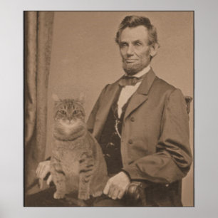 Abraham Lincoln and his cat "Gloria" Poster