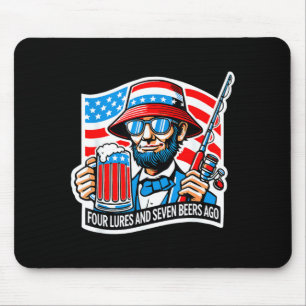 Abraham Lincoln Angler vier Köder und sieben Biere Mousepad