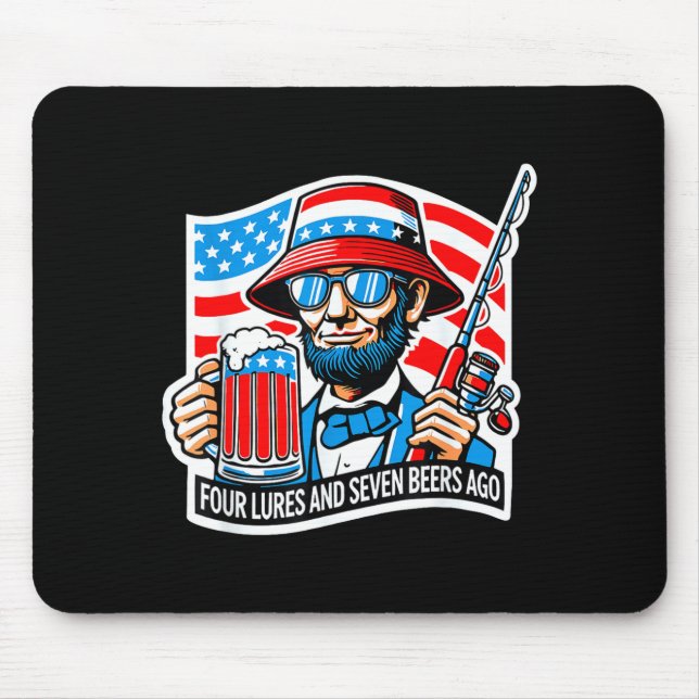 Abraham Lincoln Angler vier Köder und sieben Biere Mousepad (Vorne)