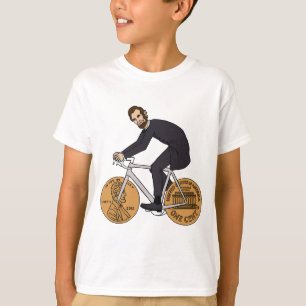 Abraham Lincoln auf einem Fahrrad mit Penny dreht T-Shirt